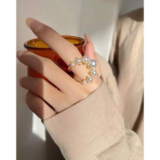 アダムエロぺ(Adam et Rope')の【Design Pearl Ring】#21 18k(リング(指輪))