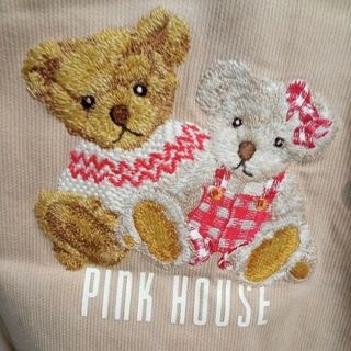 レア◎ピンクハウス●くまさんの刺繍 ギンガムチェックワンピース ピンクロング丈