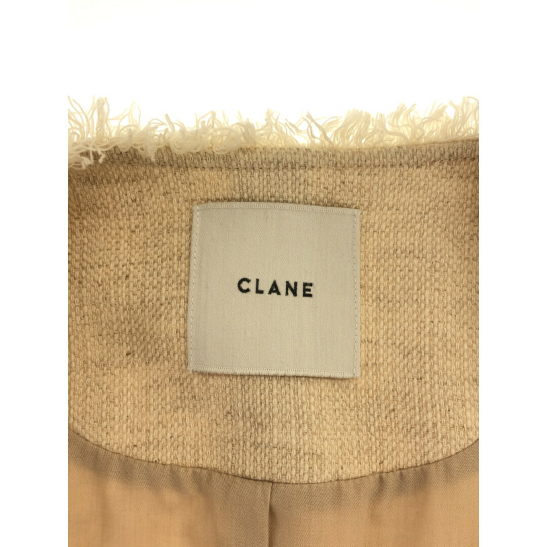 CLANE クラネ フリンジヘンプノーカラーコート ベージュ 38