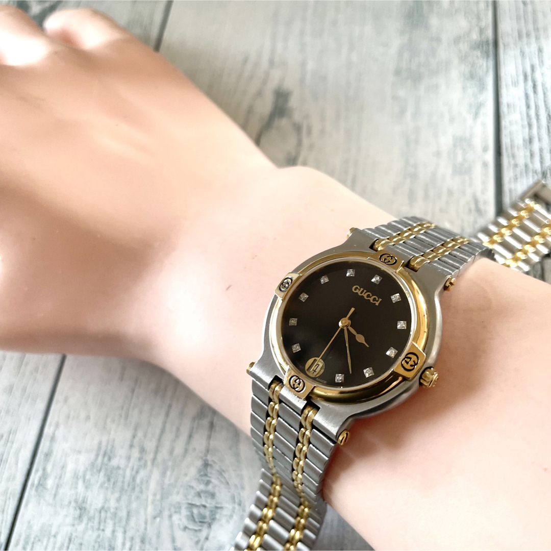 Gucci(グッチ)の【美品】GUCCI グッチ 腕時計 9000M 11P ダイヤ コンビ メンズの時計(腕時計(アナログ))の商品写真
