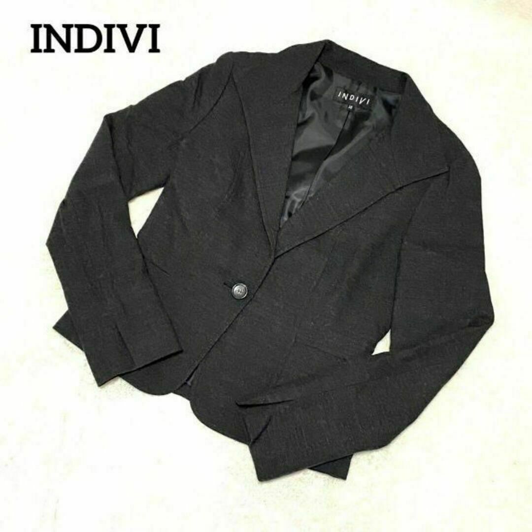 INDIVI(インディヴィ)の658 インディヴィ テーラード ジャケット グレー 38サイズ 1B レディースのジャケット/アウター(テーラードジャケット)の商品写真