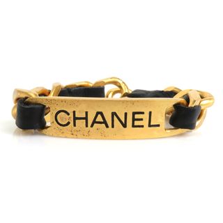 【CHANEL】シャネル 金メッキ×レザー ゴールド/黄色 26 レディース ブレスレット