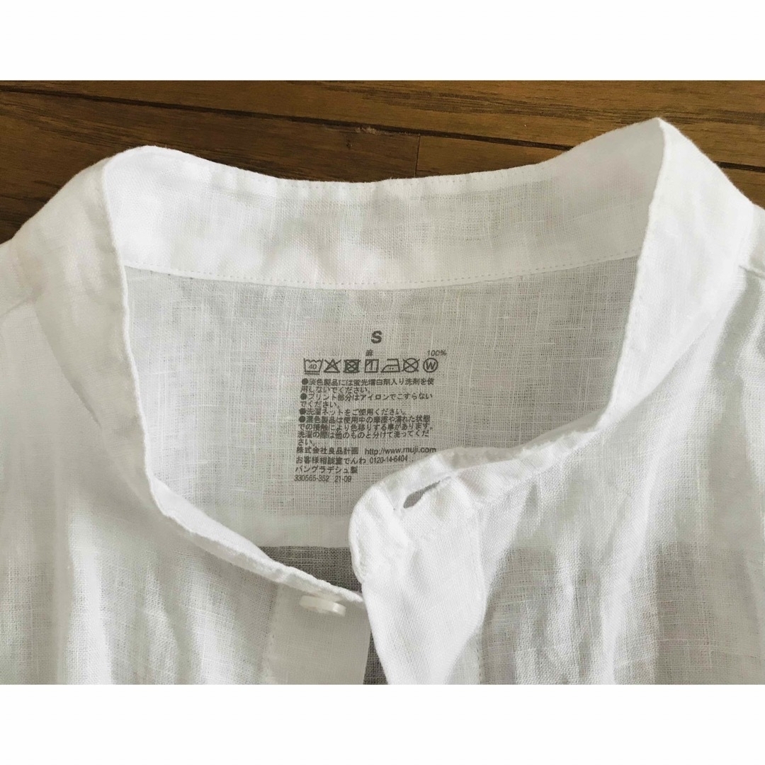 MUJI (無印良品) - 無印良品 リネンノーカラーブラウスシャツ 麻 MUJI (無印良品) - 無印良品 リネンノーカラーブラウスシャツ 麻