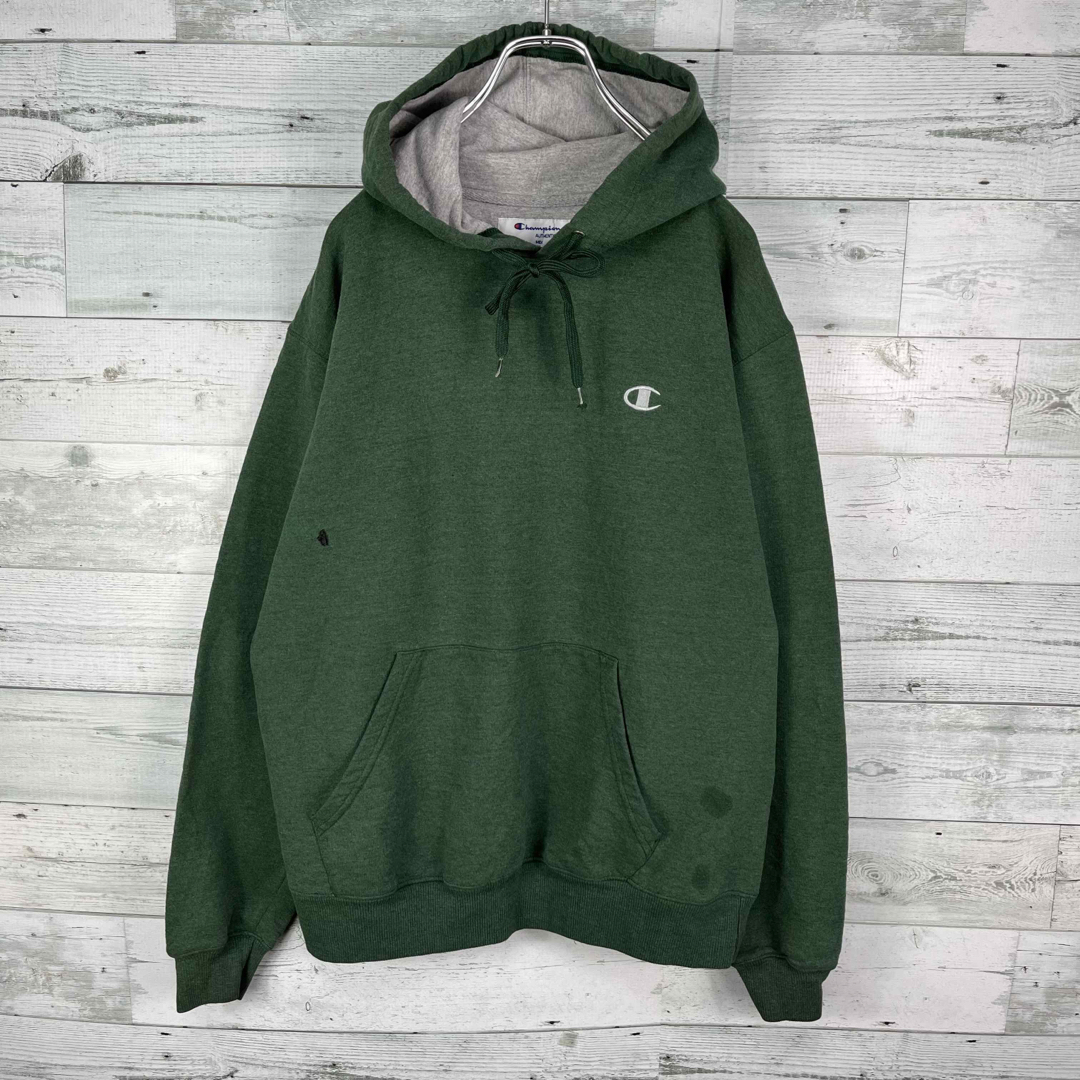 Champion - チャンピオン 古着 ワンポイント 刺繍ロゴ グリーン 緑 ...