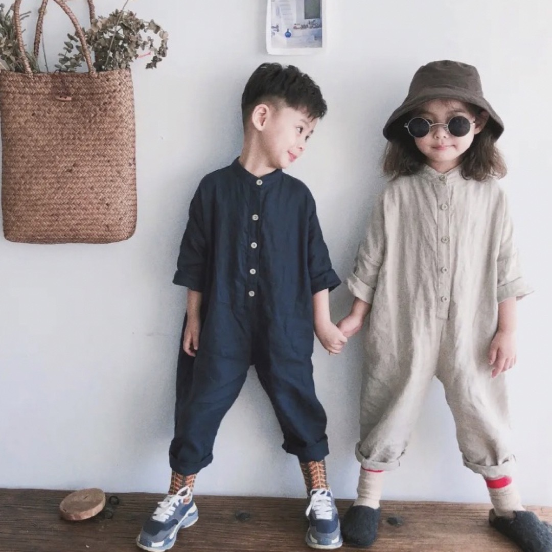 ZARA KIDS(ザラキッズ)の♡リネンオールインワン♡ベージュ　韓国子供服 キッズ/ベビー/マタニティのキッズ服男の子用(90cm~)(パンツ/スパッツ)の商品写真