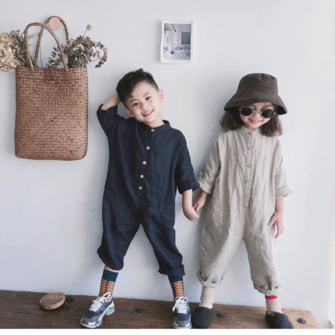 ZARA KIDS(ザラキッズ)の♡リネンオールインワン♡ベージュ　韓国子供服 キッズ/ベビー/マタニティのキッズ服男の子用(90cm~)(パンツ/スパッツ)の商品写真