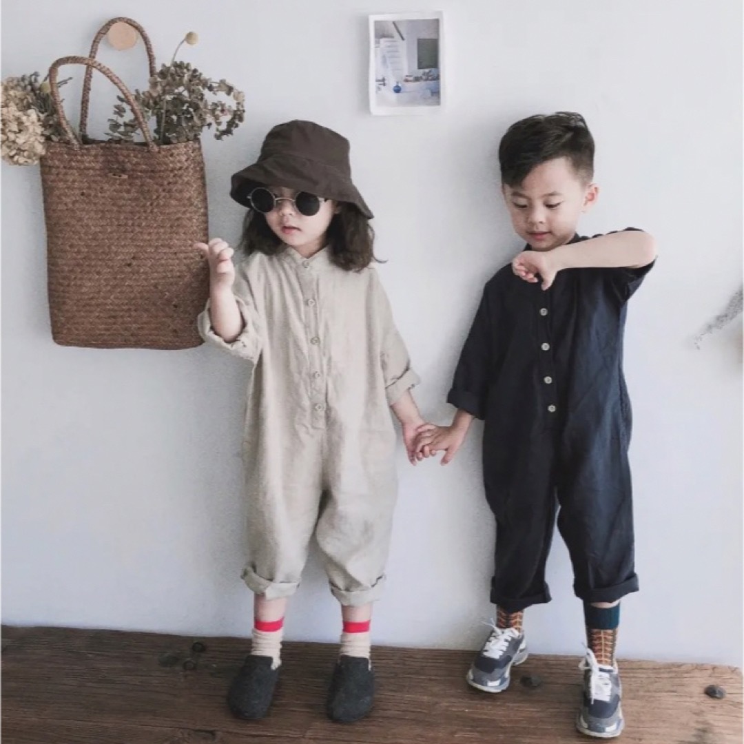 ZARA KIDS(ザラキッズ)の♡リネンオールインワン♡ベージュ　韓国子供服 キッズ/ベビー/マタニティのキッズ服男の子用(90cm~)(パンツ/スパッツ)の商品写真