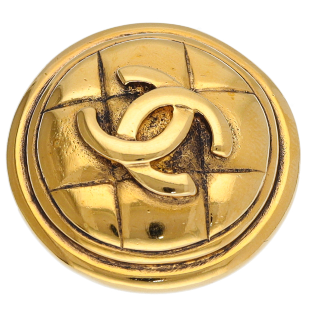 シャネル マトラッセ ロゴブローチ ((約cm):縦3.0×横3.0×奥行1.0) 真鍮 美品