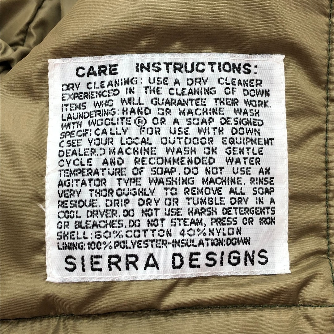 SIERRA DESIGNS(シェラデザイン)の□□SIERRA DESIGNS シエラデザイン ダウンベスト Lサイズ 7981 グリーン メンズのジャケット/アウター(ダウンベスト)の商品写真