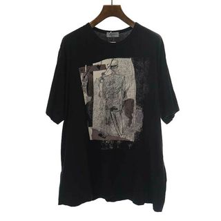 ヨウジヤマモト(Yohji Yamamoto)のYohji Yamamoto POUR HOMME ヨウジヤマモト プールオム 23SS アルティマ天竺 デッサンプリントクルーネックTシャツ ブラック 3(Tシャツ/カットソー(半袖/袖なし))