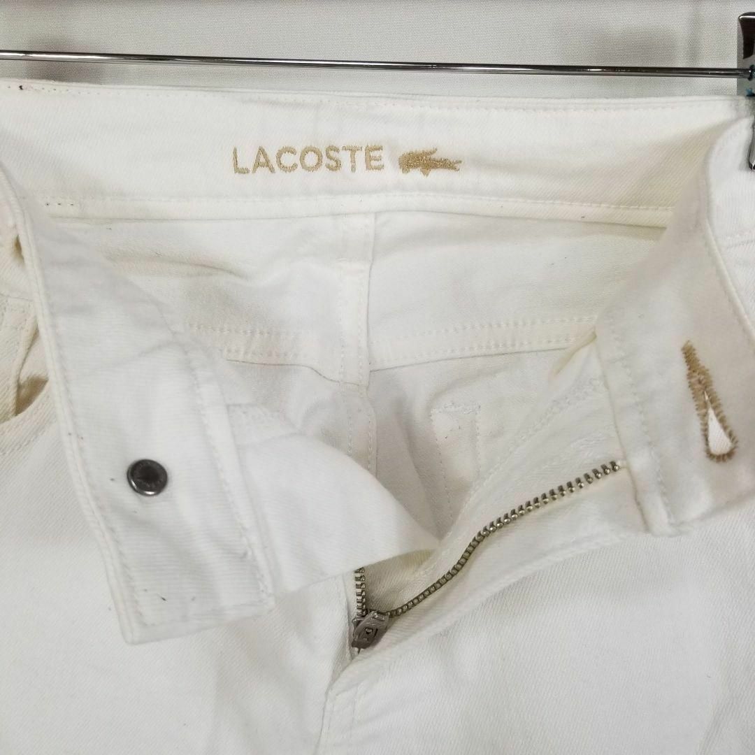 LACOSTE美脚スリムテーパードホワイトデニムパンツ36白ジーンズ 5