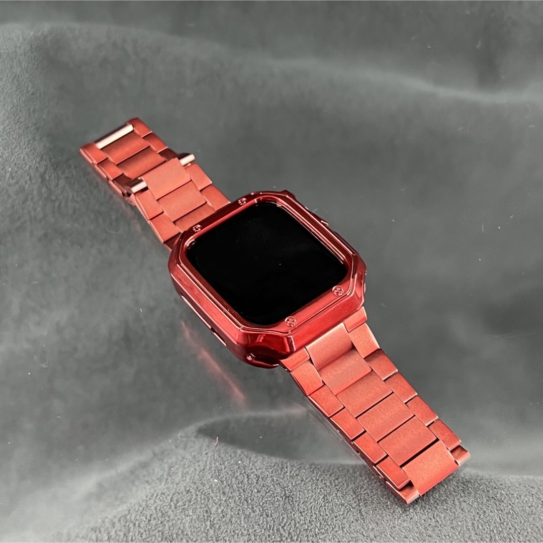 Apple Watch(アップルウォッチ)のアップルウォッチ　レッドTPUクロームケース　極薄ステンレスベルト レディースのアクセサリー(ブレスレット/バングル)の商品写真
