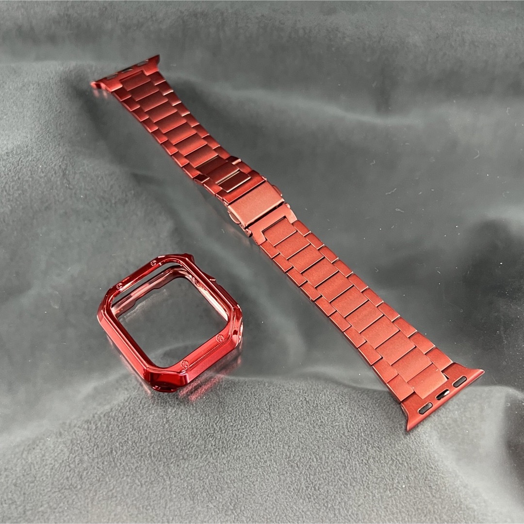 Apple Watch(アップルウォッチ)のアップルウォッチ　レッドTPUクロームケース　極薄ステンレスベルト レディースのアクセサリー(ブレスレット/バングル)の商品写真