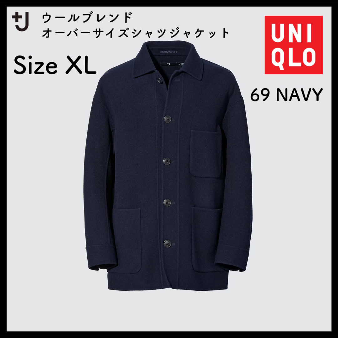 UNIQLO - UNIQLO +J ウールブレンドオーバーサイズシャツジャケットの