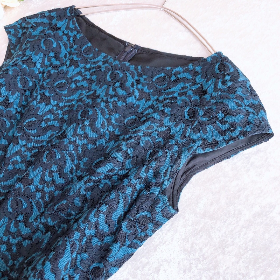 美品♡アナイ 膝丈ワンピース フレンチスリーブ 総レース フレア 上品 38