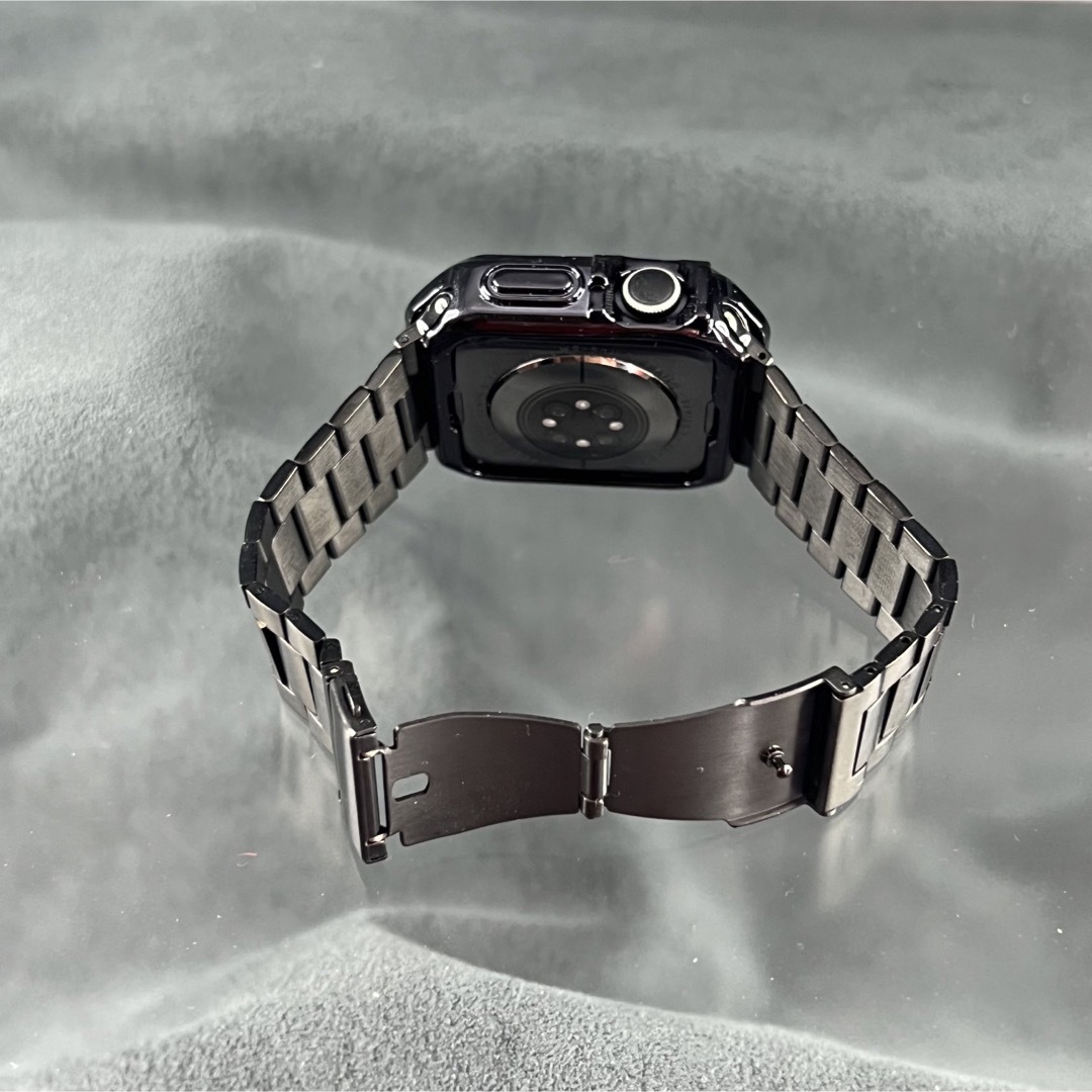 Apple Watch(アップルウォッチ)のアップルウォッチ　ブラック　TPUケース　極薄ステンレスベルト メンズの時計(金属ベルト)の商品写真