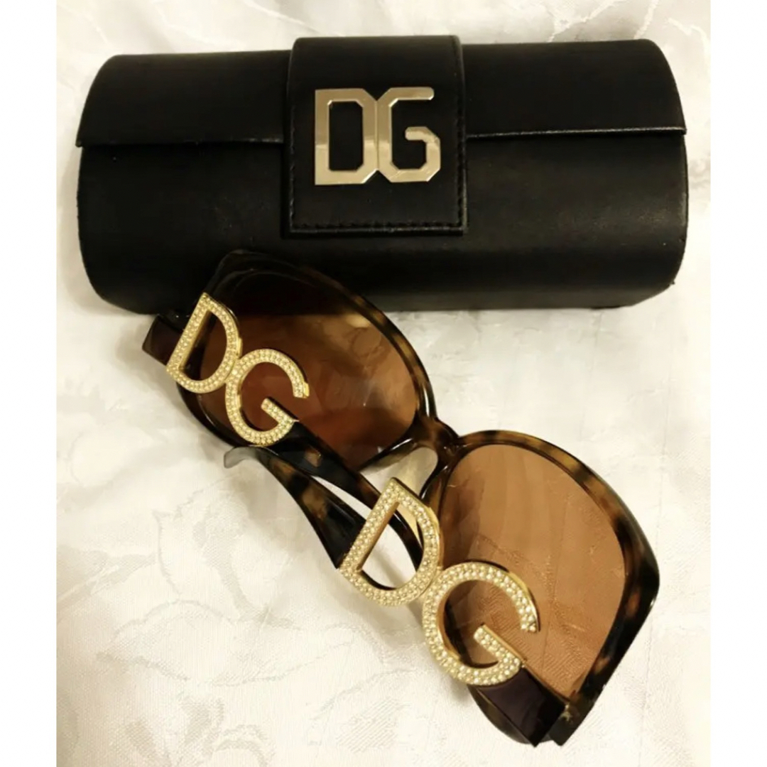 【美品】ドルチェ＆ガッバーナ D&G アイコンロゴ ビッグレンズサングラス 茶