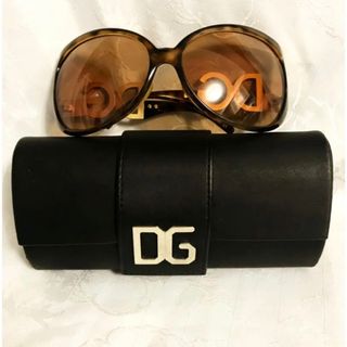 ドルチェアンドガッバーナ(DOLCE&GABBANA)の【美品】ドルチェ＆ガッバーナ D&G アイコンロゴ ビッグレンズサングラス 茶(サングラス/メガネ)