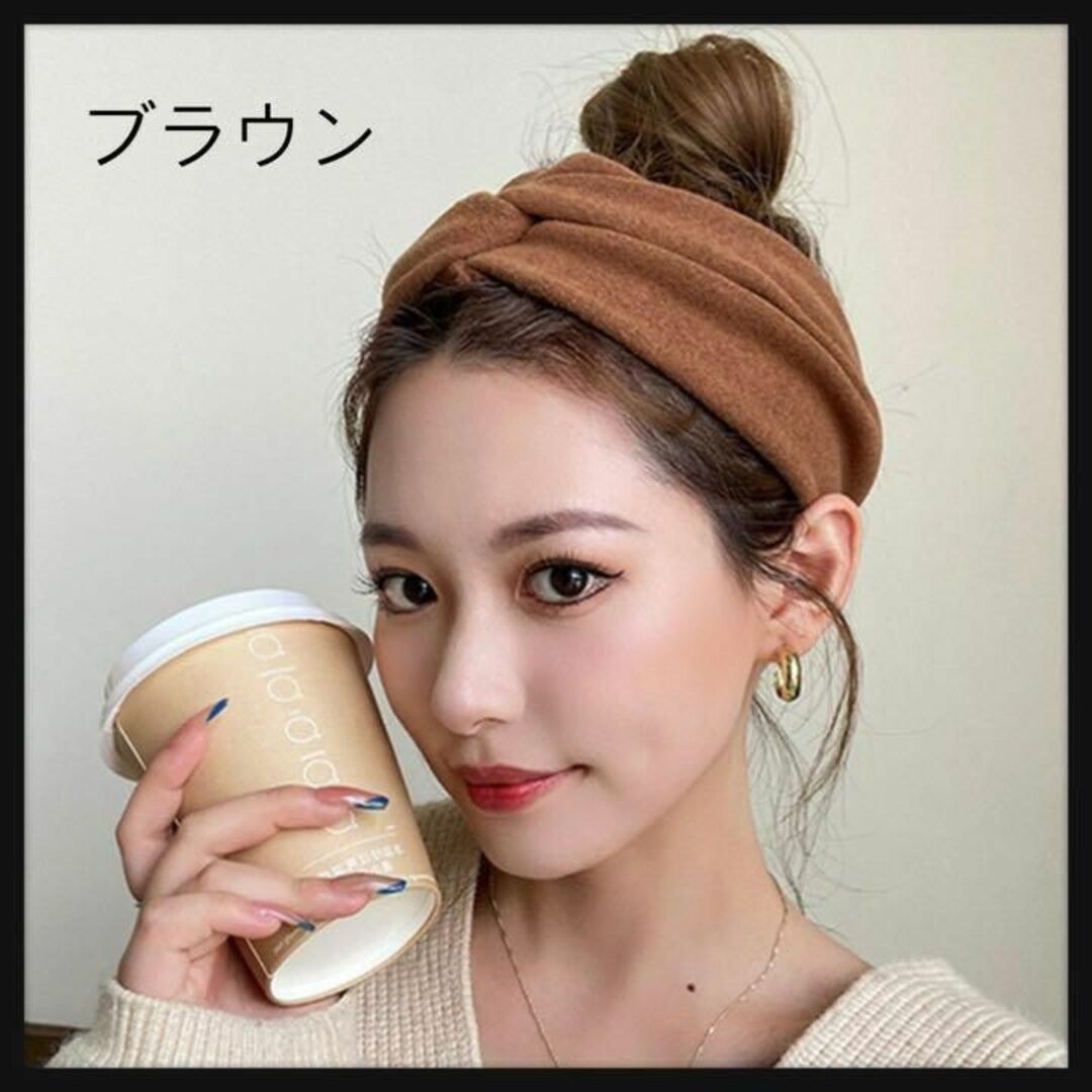 3点セット　センタークロス ヘアバンド くすみカラー アースカラー アレンジ レディースのヘアアクセサリー(ヘアバンド)の商品写真