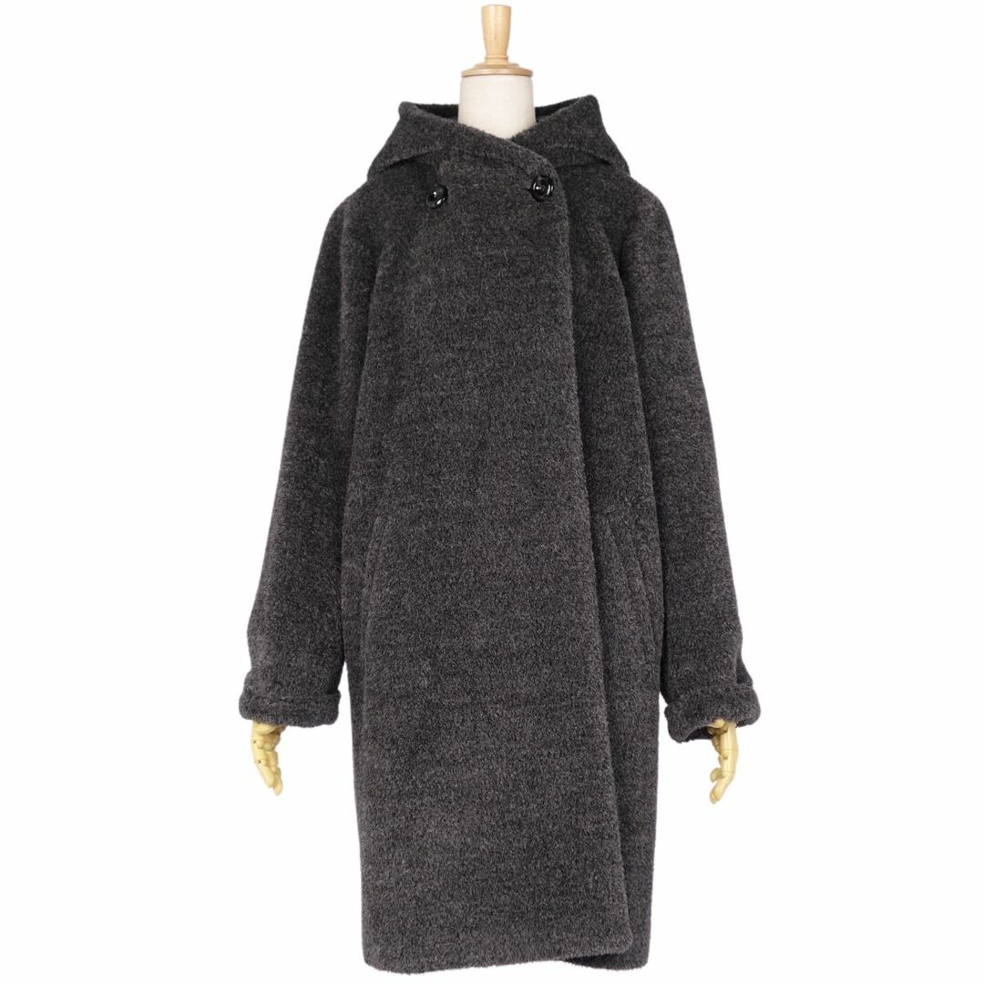 美品 マックスマーラ Max Mara STUDIO コート ロングコート フーディー シャギー アルパカ ウール アウター レディース JI42 USA8 FB40(M相当) ダークグレー 美品 マックスマーラ Max Mara STUDIO コート ロングコート フーディー シャギー アルパカ ウール アウター レディース JI42 USA8 FB40(M相当) ダークグレー