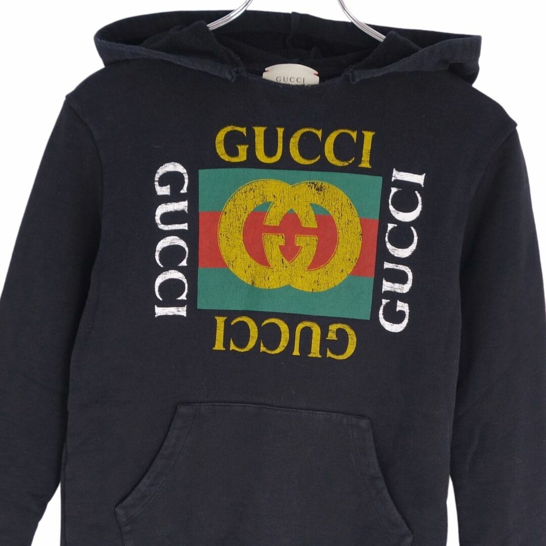 グッチ GUCCI スウェット パーカー プルオーバー オールドロゴ GGロゴ シェリーライン トップス キッズ 10(140cm相当) ブラック