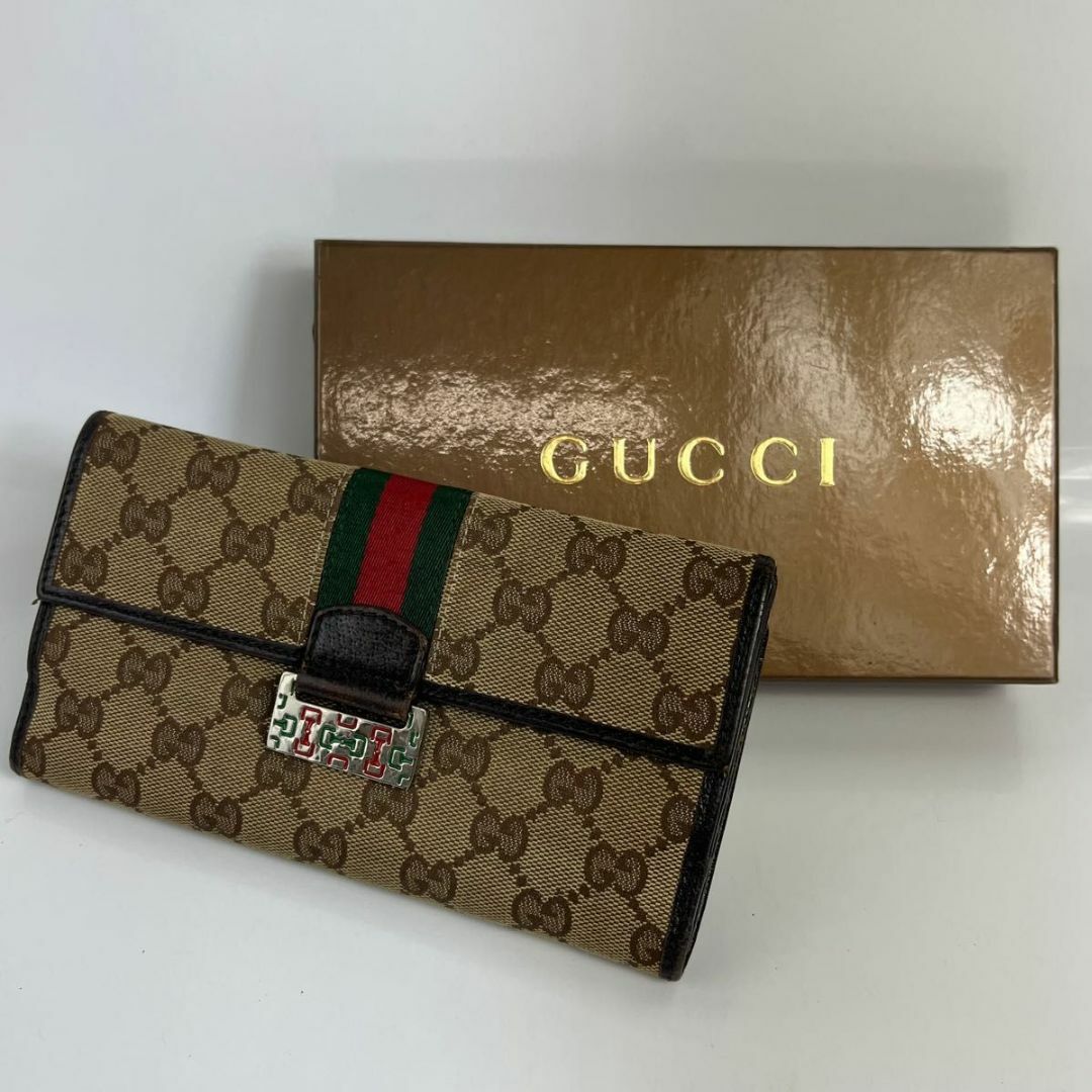 希少！大人気！ GUCCI GUCCI シェリー グッチ　GGキャンバス　シェリーライン　長財布　レディース GGキャンバス ファッション小物