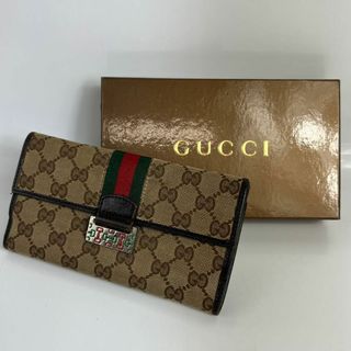 Gucci - GUCCI グッチ GGキャンバス シェリーライン 長財布 レディース