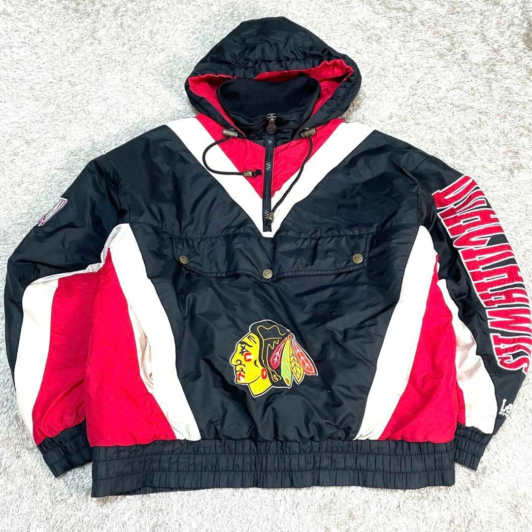 NHL シカゴ・ブラックホークス アノラックパーカー スタジャン フル刺繍