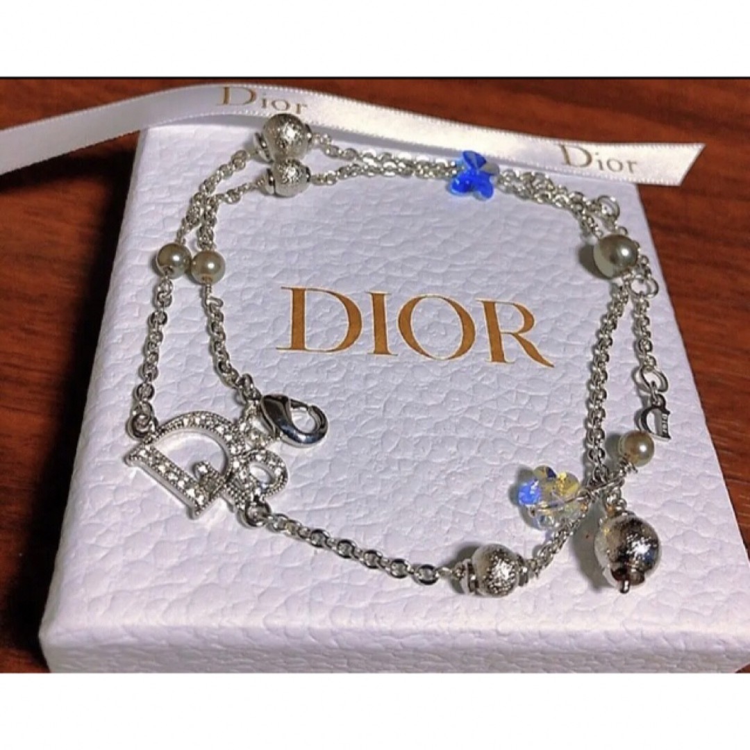 Dior ネックレス チョーカー シルバー ロゴ キラキラ 蝶 ストーン