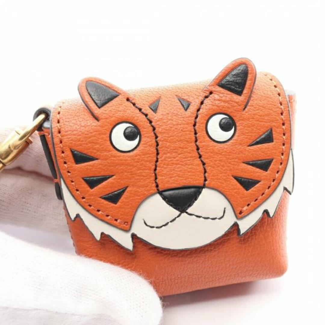 ANYA HINDMARCH(アニヤハインドマーチ)のTiger Ear Phones Pouch  AirPodsケース イヤホンケース レザー オレンジブラウン ホワイト レディースのファッション小物(その他)の商品写真