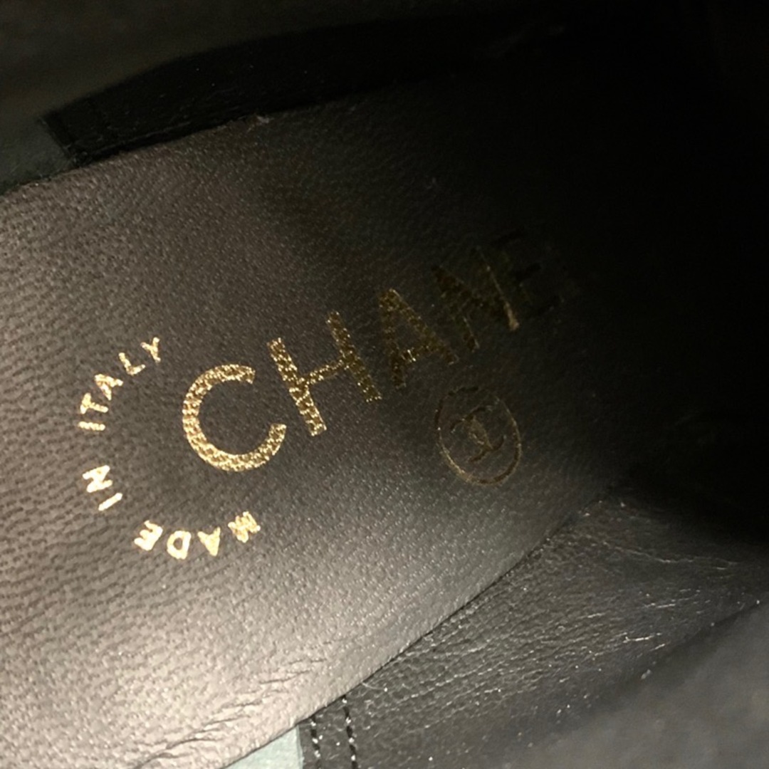 シャネル CHANEL ブーツ ショートブーツ 靴 シューズ ベロア ブラック 黒 ゴールド ココマーク ビジュー