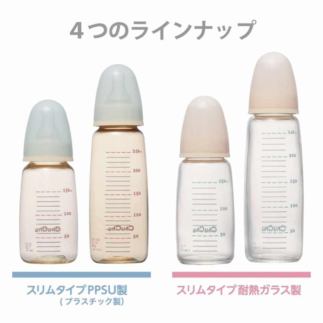 【新品未開封】チュチュベビー哺乳瓶2セット+替乳首付き キッズ/ベビー/マタニティの授乳/お食事用品(哺乳ビン)の商品写真