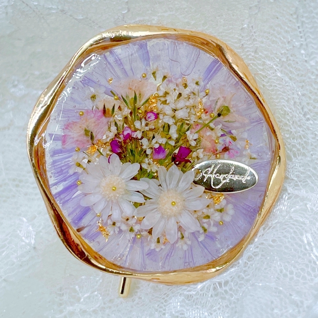 薄紫色お花✿︎ヘアゴム ハンドメイドのアクセサリー(ヘアアクセサリー)の商品写真