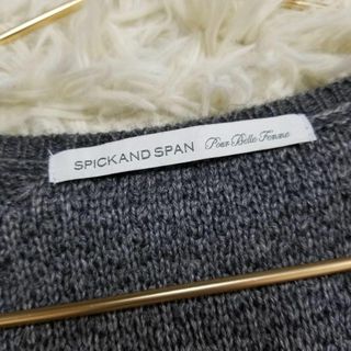 SPICKAND SPANカシミヤ混アラン編みニットワンピースひざ丈グレー