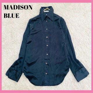 マディソンブルー(MADISONBLUE)の美品✨マディソンブルー HELLOW 刺繍入り 長袖ブラウス ネイビー XS(シャツ/ブラウス(長袖/七分))