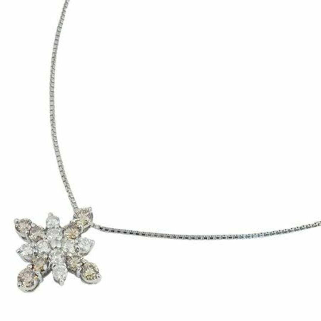 ダイヤモンド/1.00ct クロスデザイン ネックレス K18WG 美品