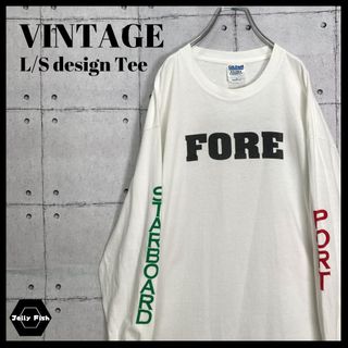 アートヴィンテージ(ART VINTAGE)の【レアデザイン】US古着 袖プリ 長袖 ロンT 両面プリント 白 XLサイズ(Tシャツ/カットソー(七分/長袖))