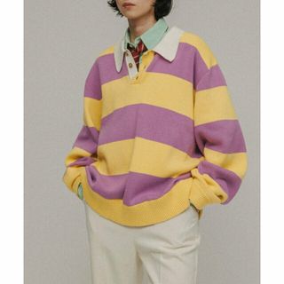 【イエロー（80）】[TOPS]RUGBY KNIT POLO SHIRTS UNISEX(ニット/セーター)