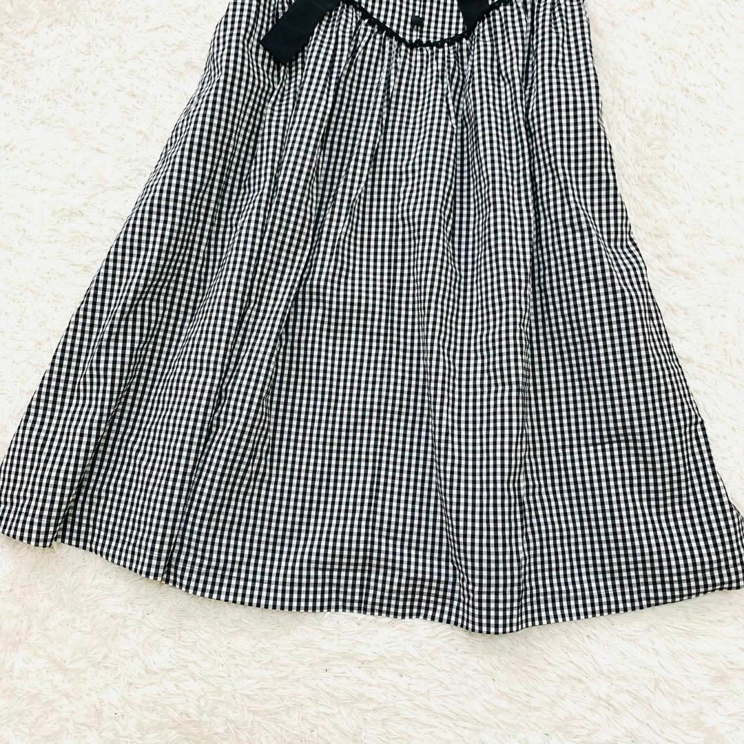 極美品✨エムズグレイシー フレアスカート ギンガムチェック ブラック