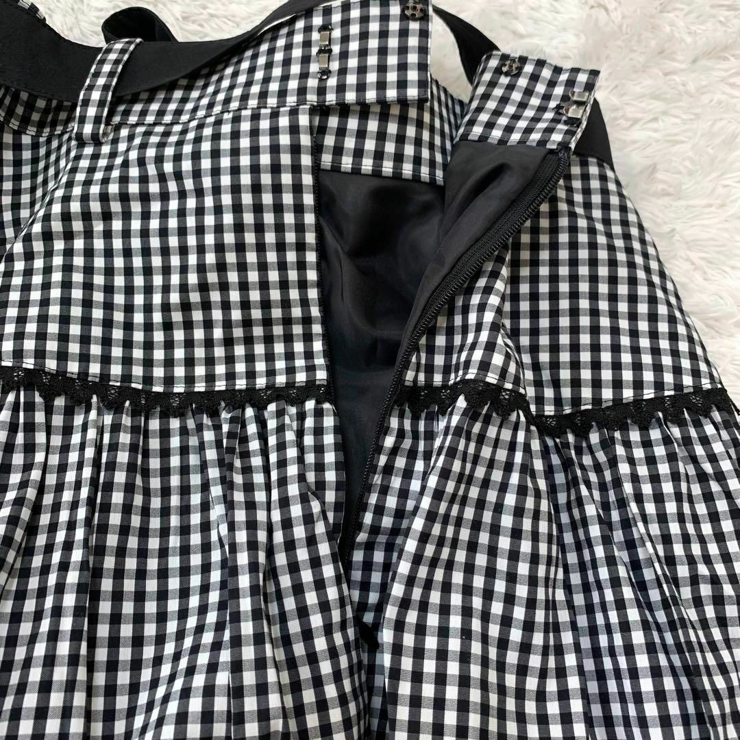 極美品✨エムズグレイシー フレアスカート ギンガムチェック ブラック