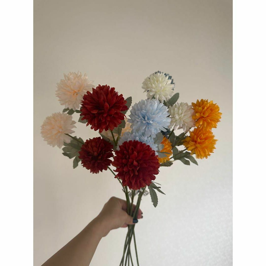 まとめ売り光触媒アートフラワーマムボール4本セット造花の通販 by moezouka｜ラクマ