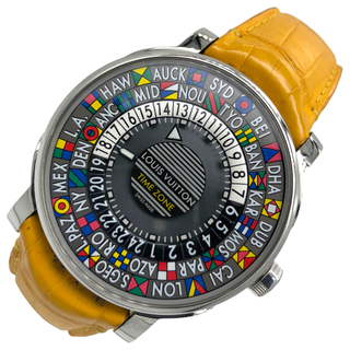 ルイ・ヴィトン LOUIS VUITTON エスカル タイムゾーン Q5D20 SS/アリゲーターレザーベルト メンズ 腕時計