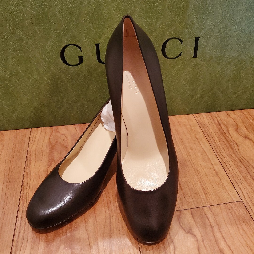 Gucci(グッチ)の★新品未使用★GUCCI レザーハイヒールブラウン レディースの靴/シューズ(ハイヒール/パンプス)の商品写真