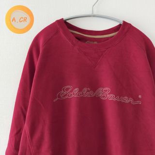 エディーバウアー(Eddie Bauer)の【刺繍ロゴ】エディーバウアー スウェット トレーナーエンジ 裏起毛 美品(スウェット)