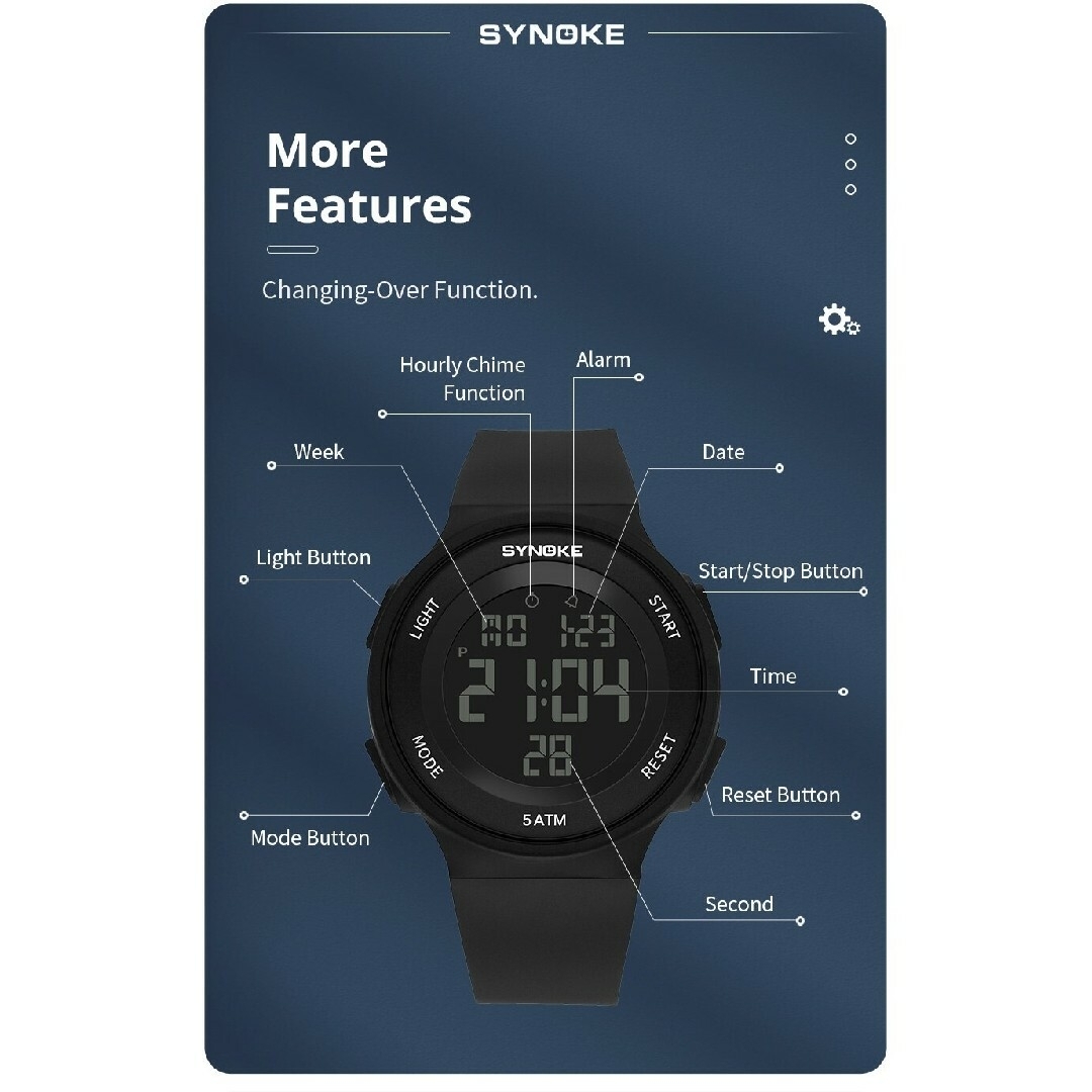 メンズ腕時計 新品 Synoke 50M防水 デジタルウォッチ メンズの時計(腕時計(デジタル))の商品写真