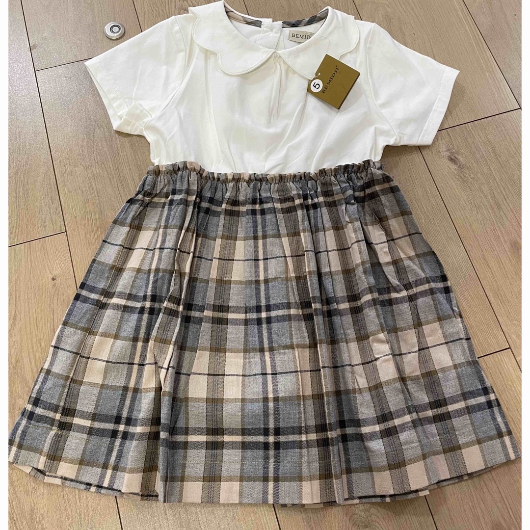 ノバチェック　♡ 半袖　ワンピース　新品 キッズ/ベビー/マタニティのキッズ服女の子用(90cm~)(ワンピース)の商品写真