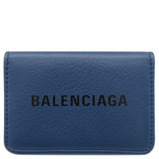 箱付き/美品　BALENCIAGA エブリデイ　ネイビー　紺　二つ折り財布　ロゴ