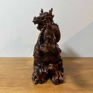 置物★美術 精密細工 木彫り 風水龍 工芸品 装飾品 オフィス 龍 置き物
