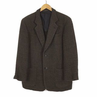 ランバン(LANVIN)のランバン ジャケット テーラード ウール シングル 2ボタン M-L 茶 黒(テーラードジャケット)