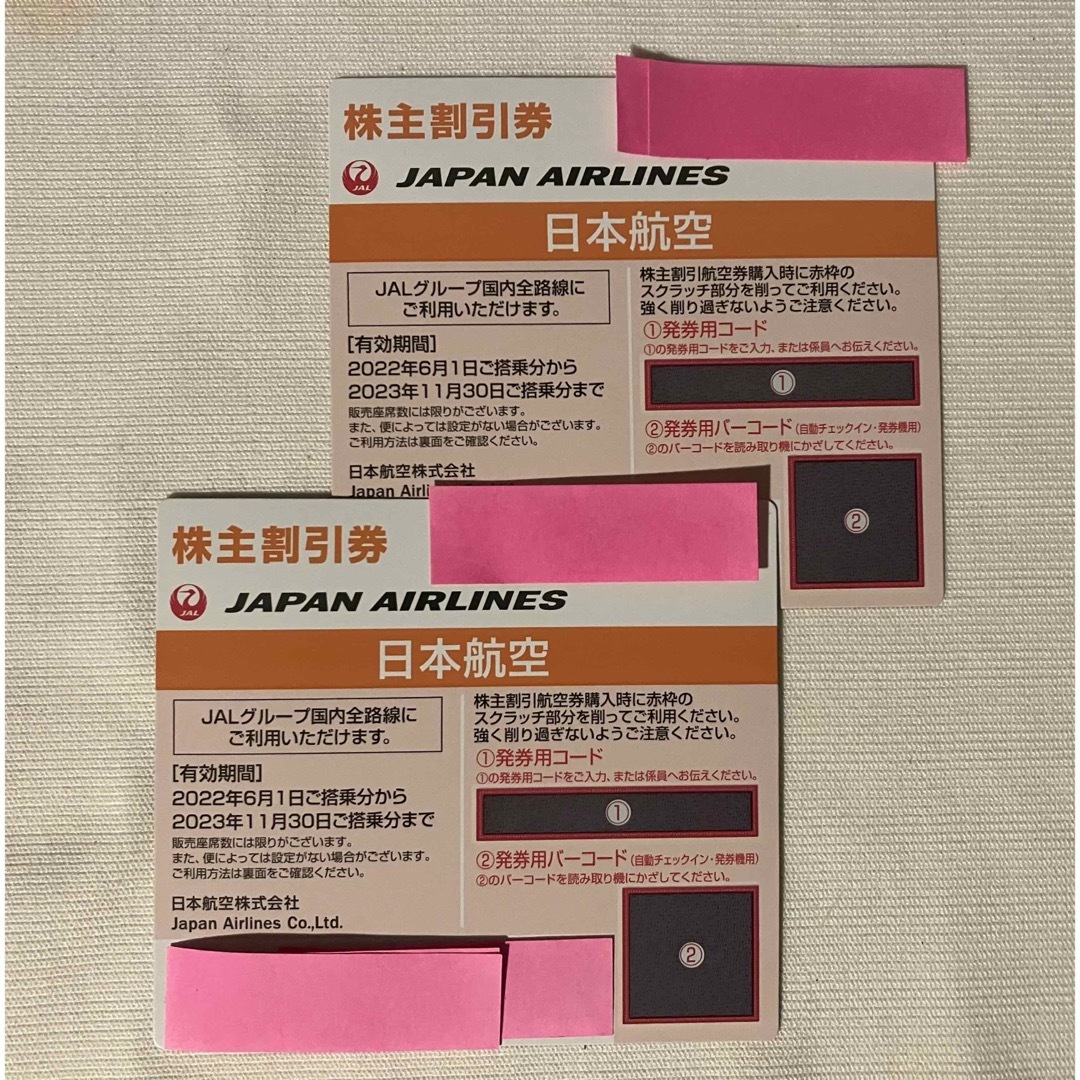 その他JAL 株主優待割引券×２枚　2023年11月30日まで
